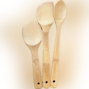 MSE Bamboo Cooking Spoon Spatula Set Natural Wood 3 PCS